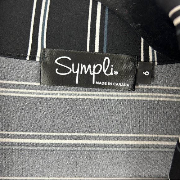 Sympli Classic Go To Shirt Striped Button Down Tunic Size 6 Black - Picture 6 of 14